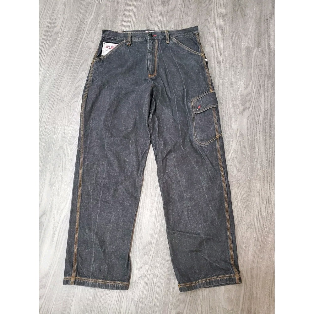 FUBU jeans Mens 36 33 Black Baggy Carpenter loose fit 90s hip hop